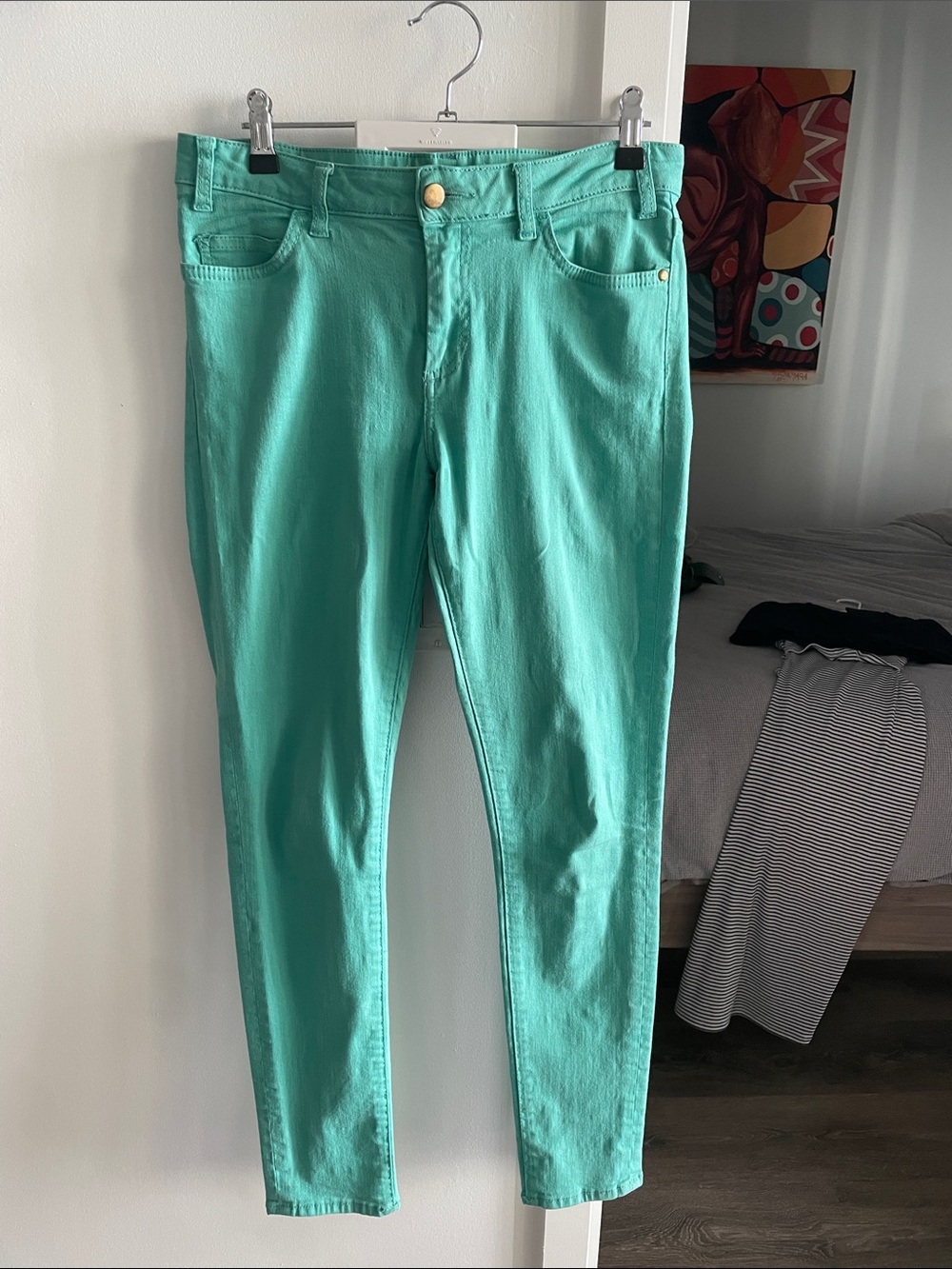 Scanlan Theodore Women's Skinny Jeans in mint green